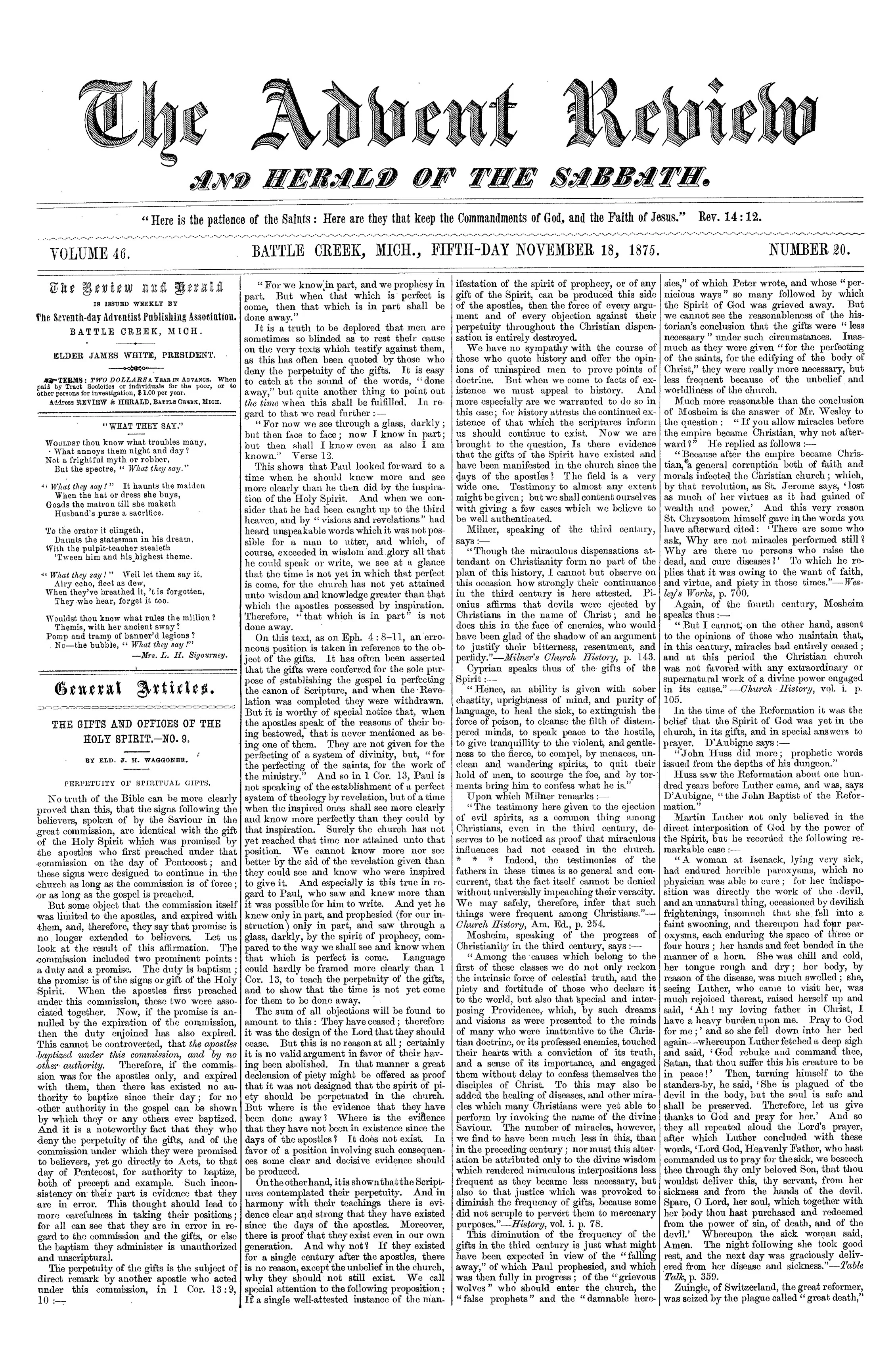 Vol. 46, No. 20.