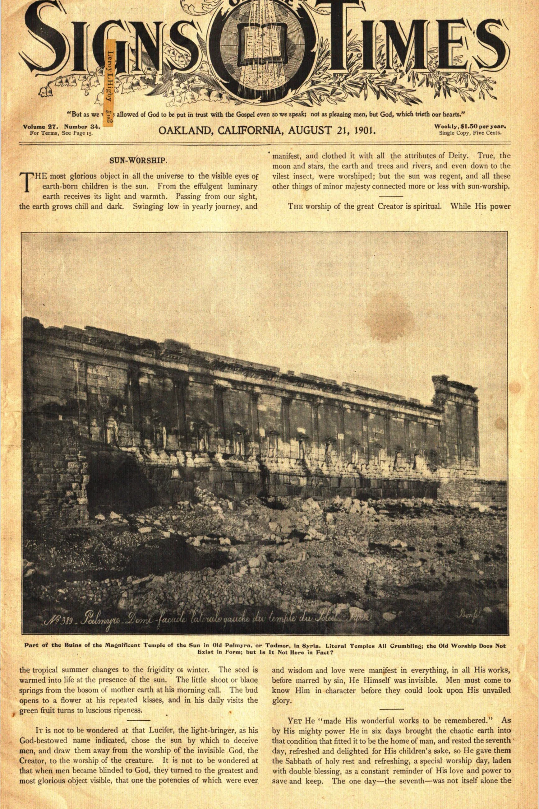 Vol. 27, No. 34.