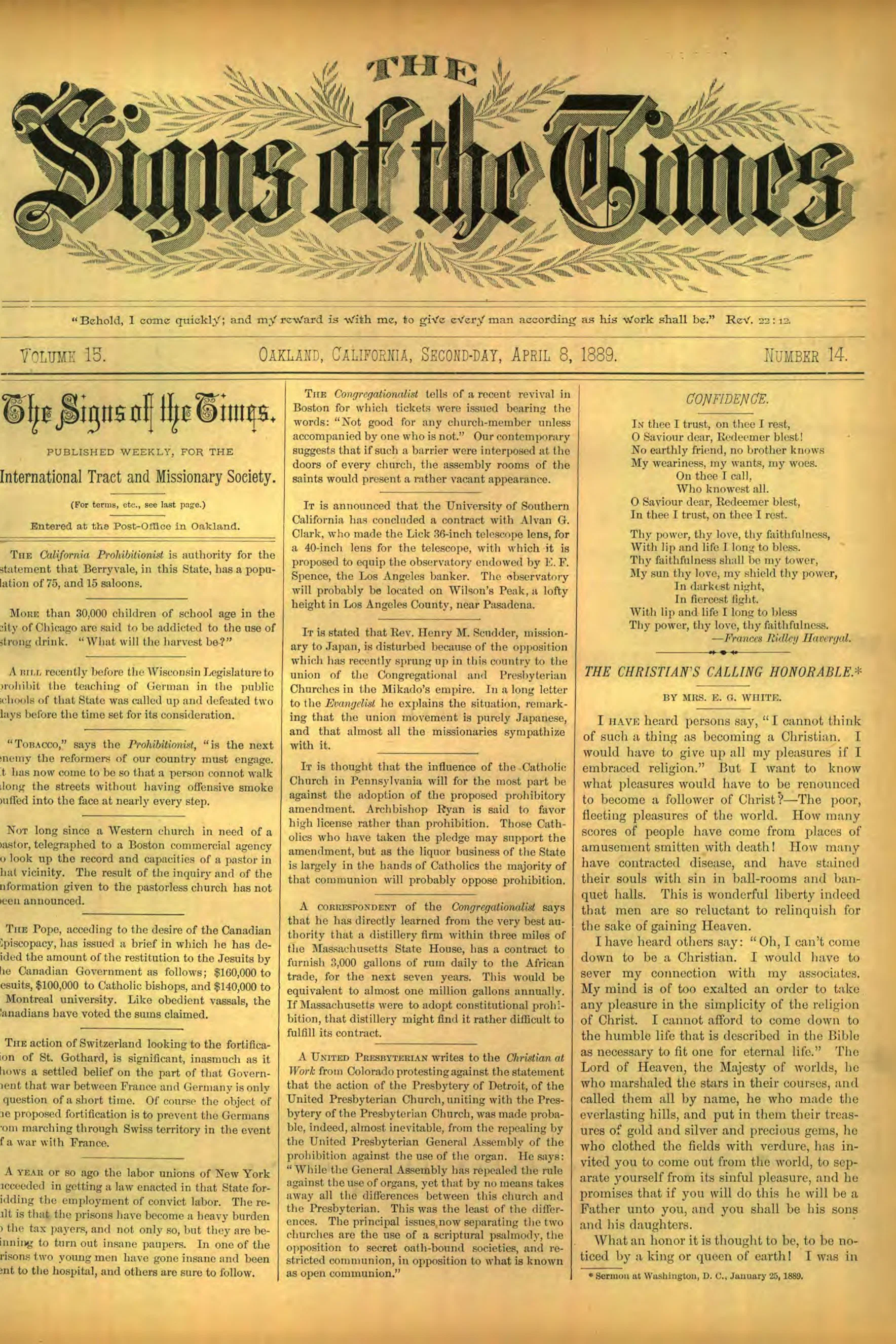 Vol. 15, No. 14.