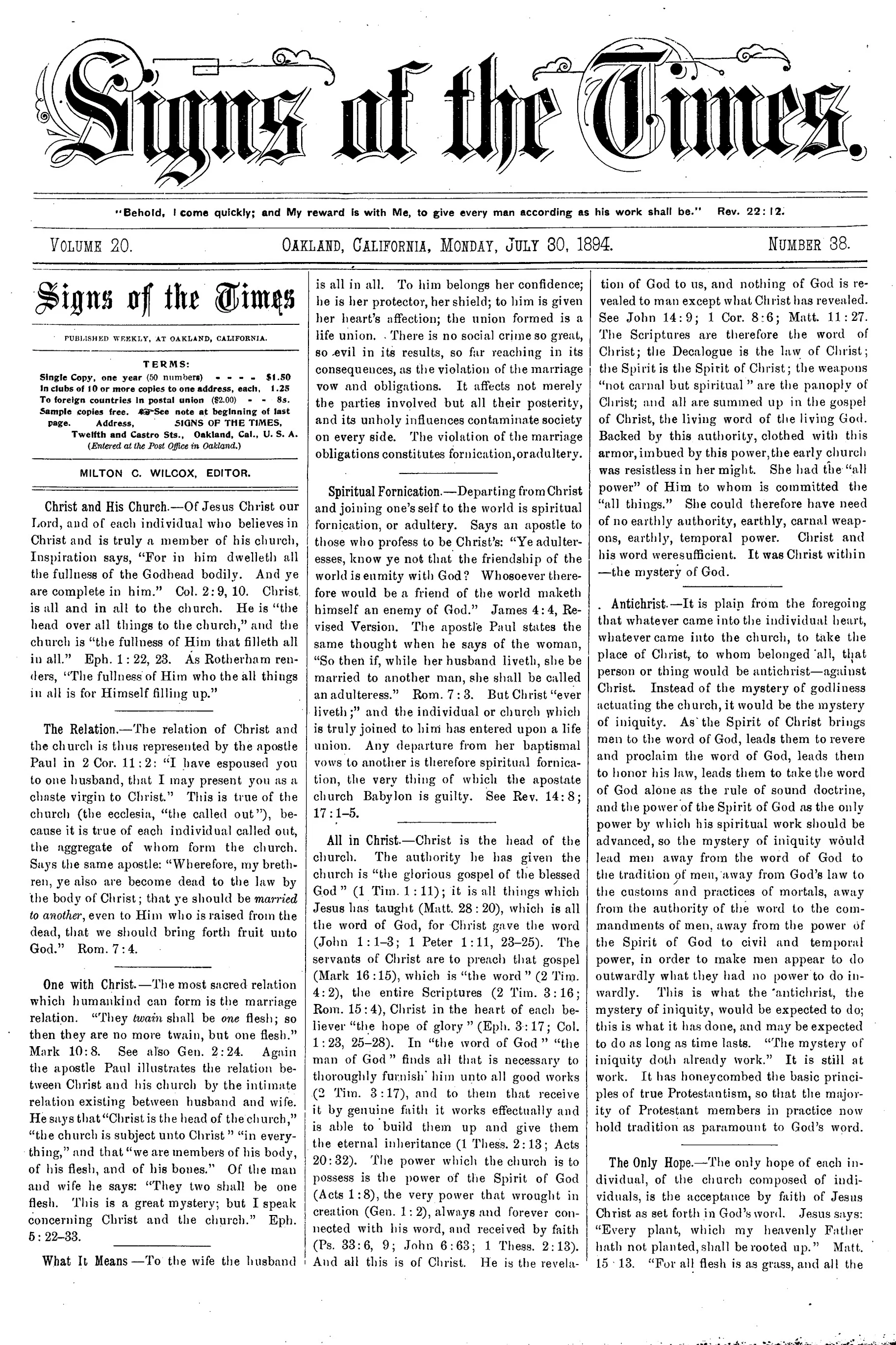 Vol. 20, No. 38.