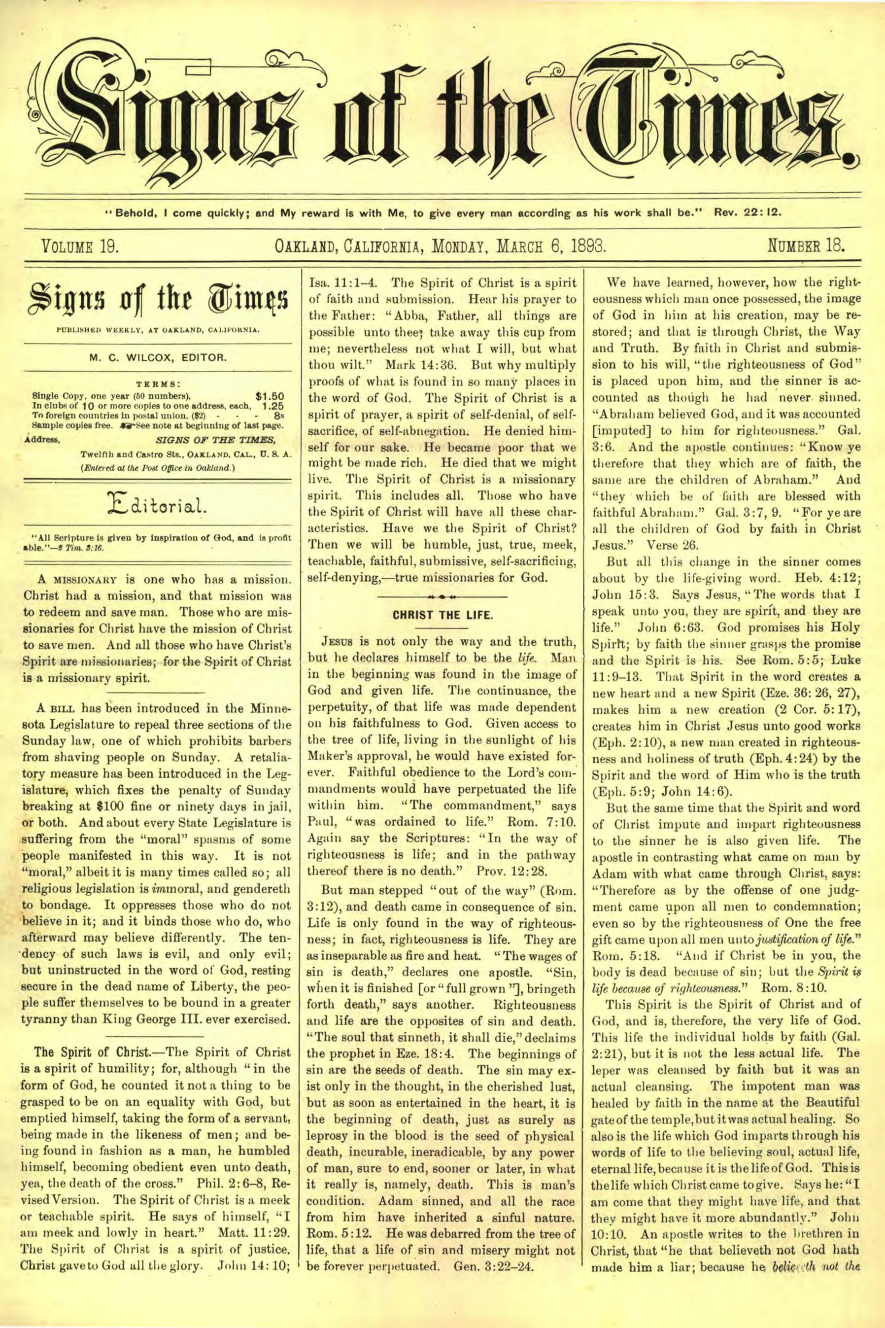 Vol. 19, No. 18.
