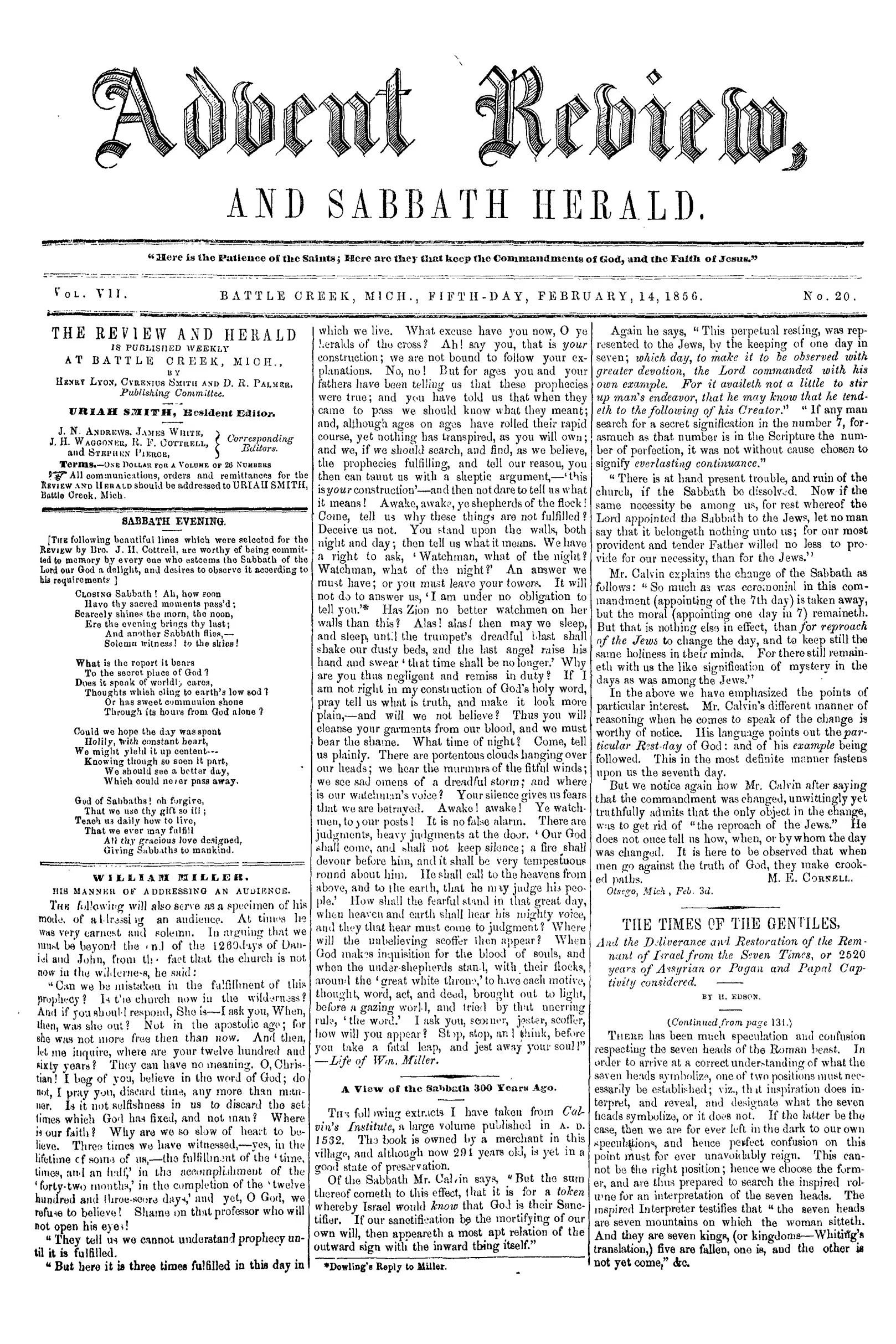 Vol. 7, No. 20.