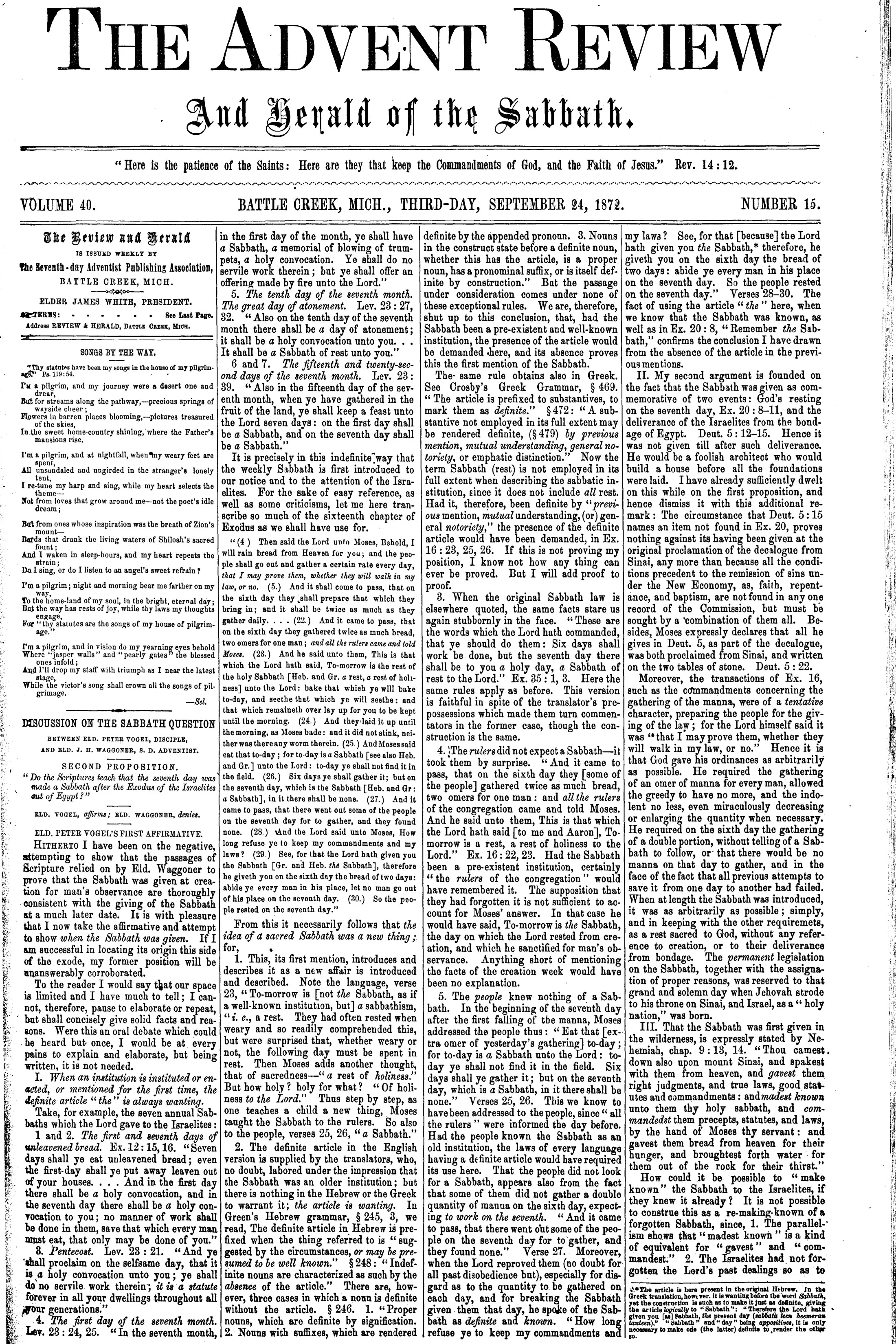 Vol. 40, No. 15.