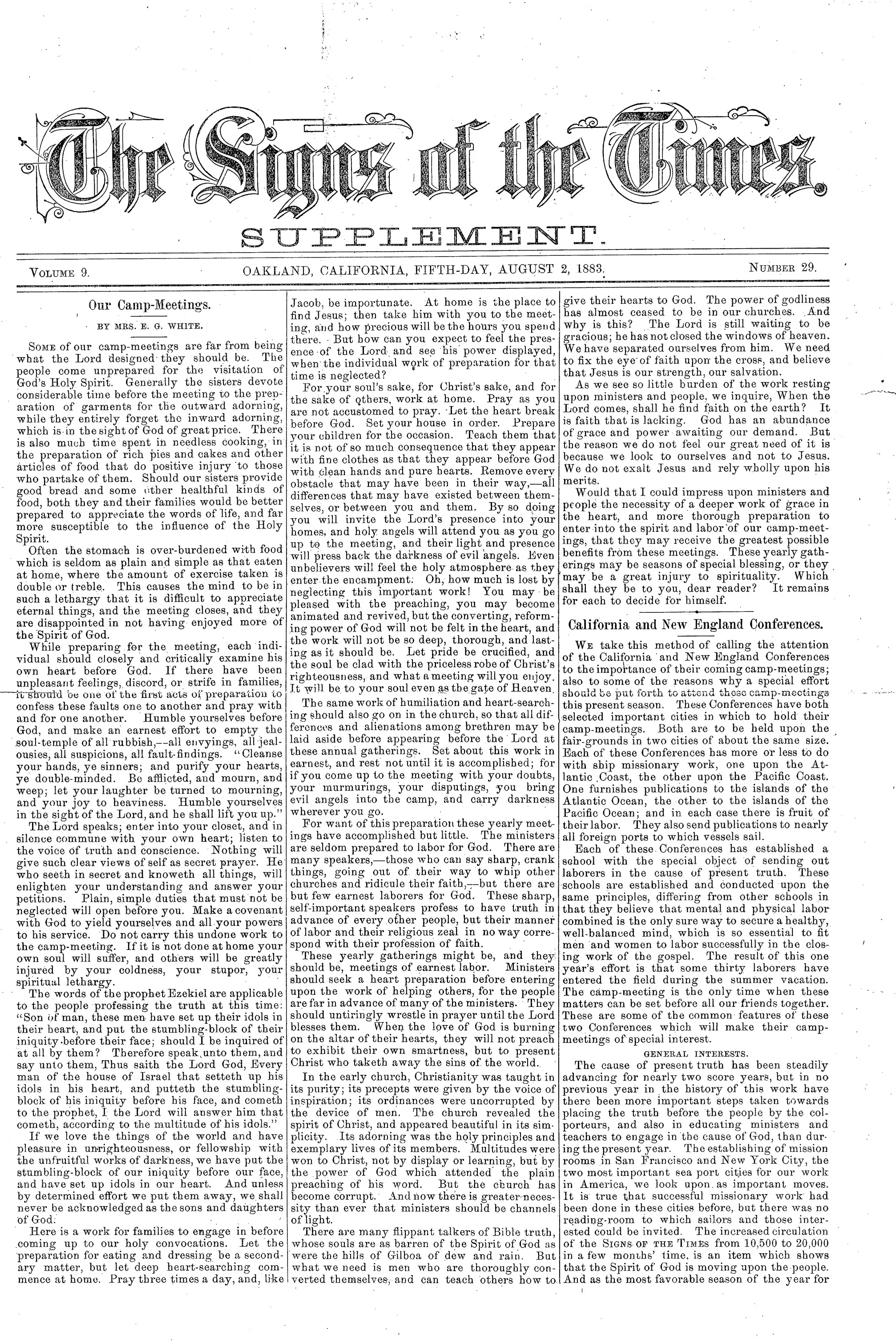 Vol. 9, No. 29 Supplement