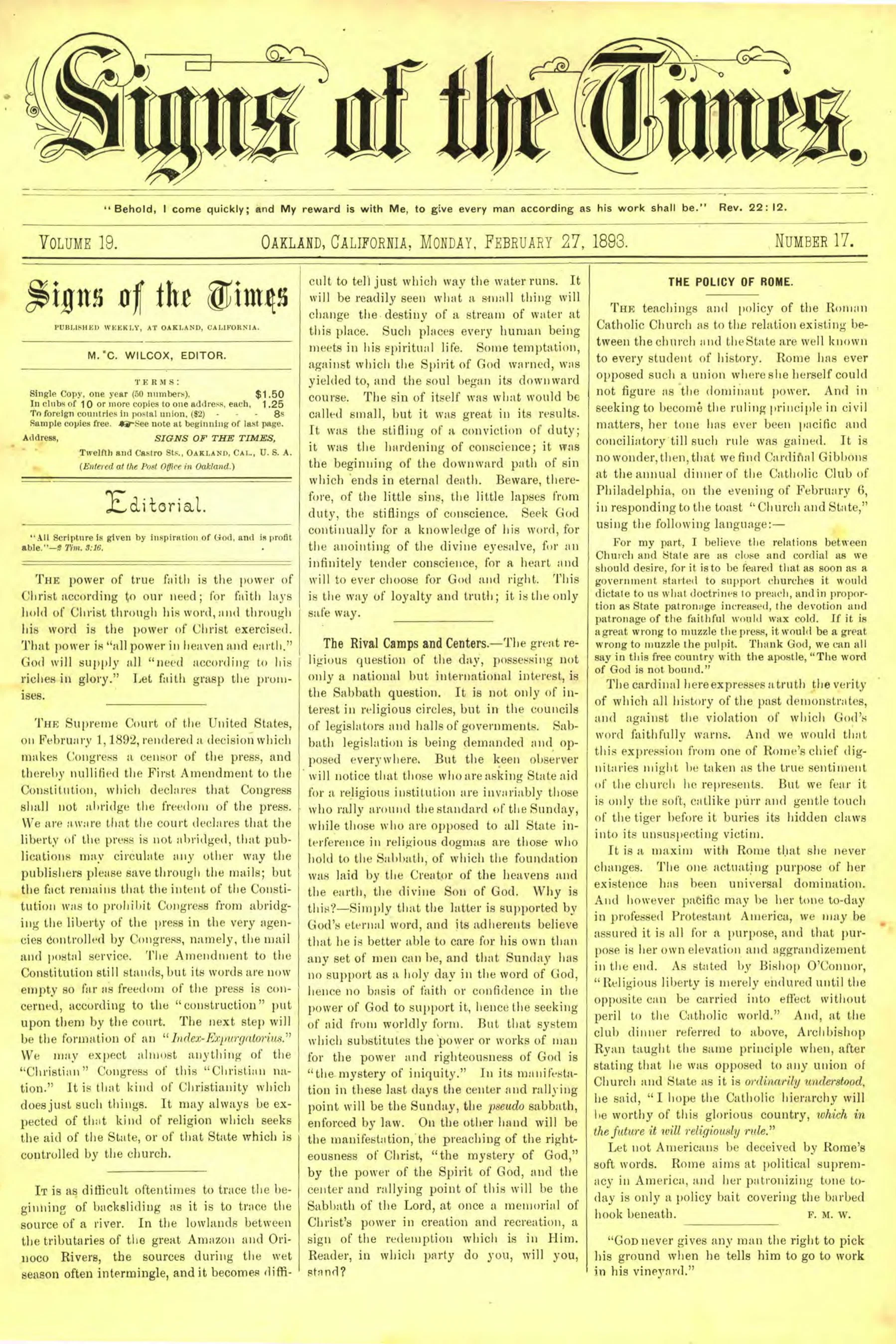 Vol. 19, No. 17.