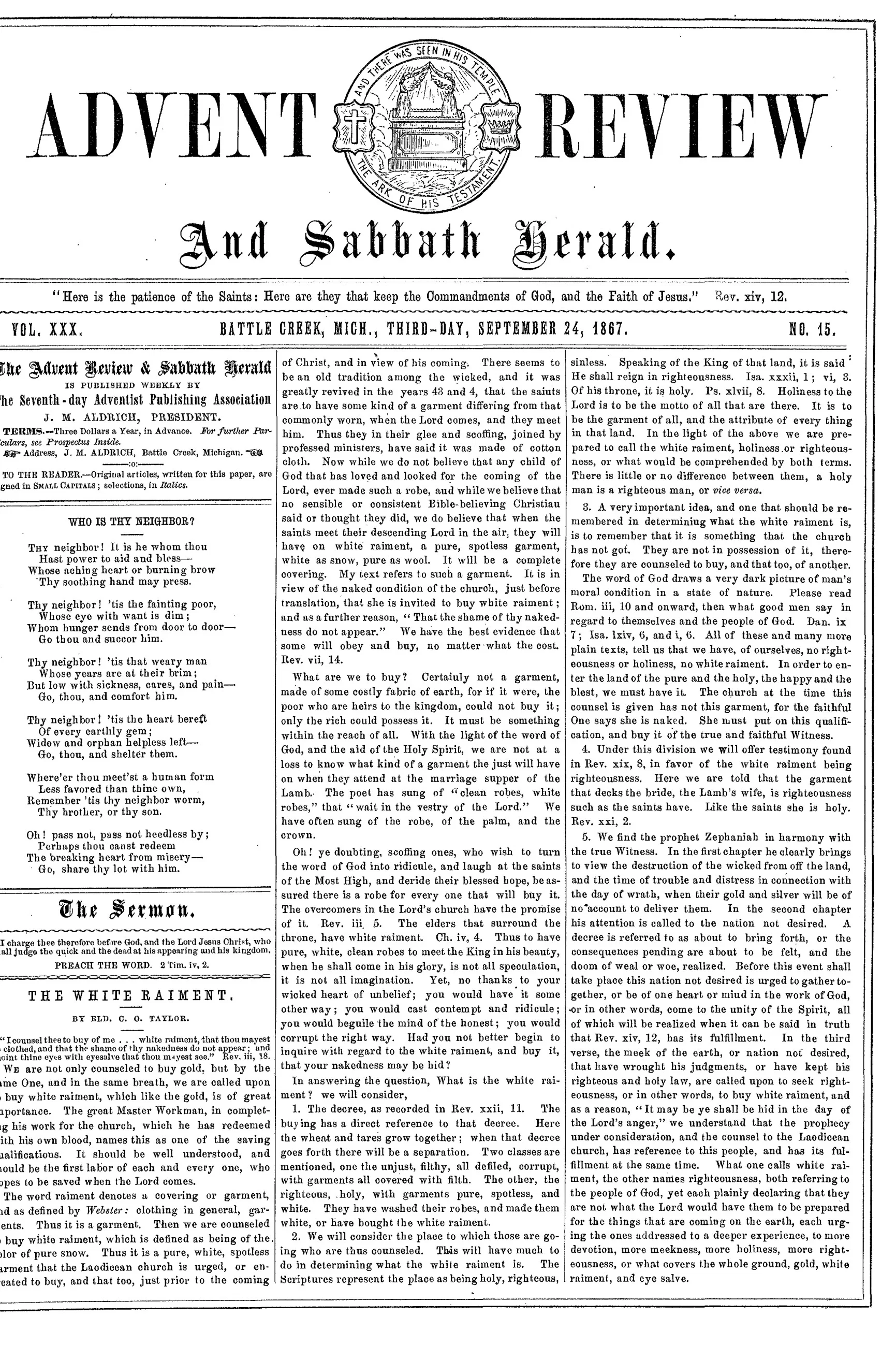 Vol. XXX, No. 15