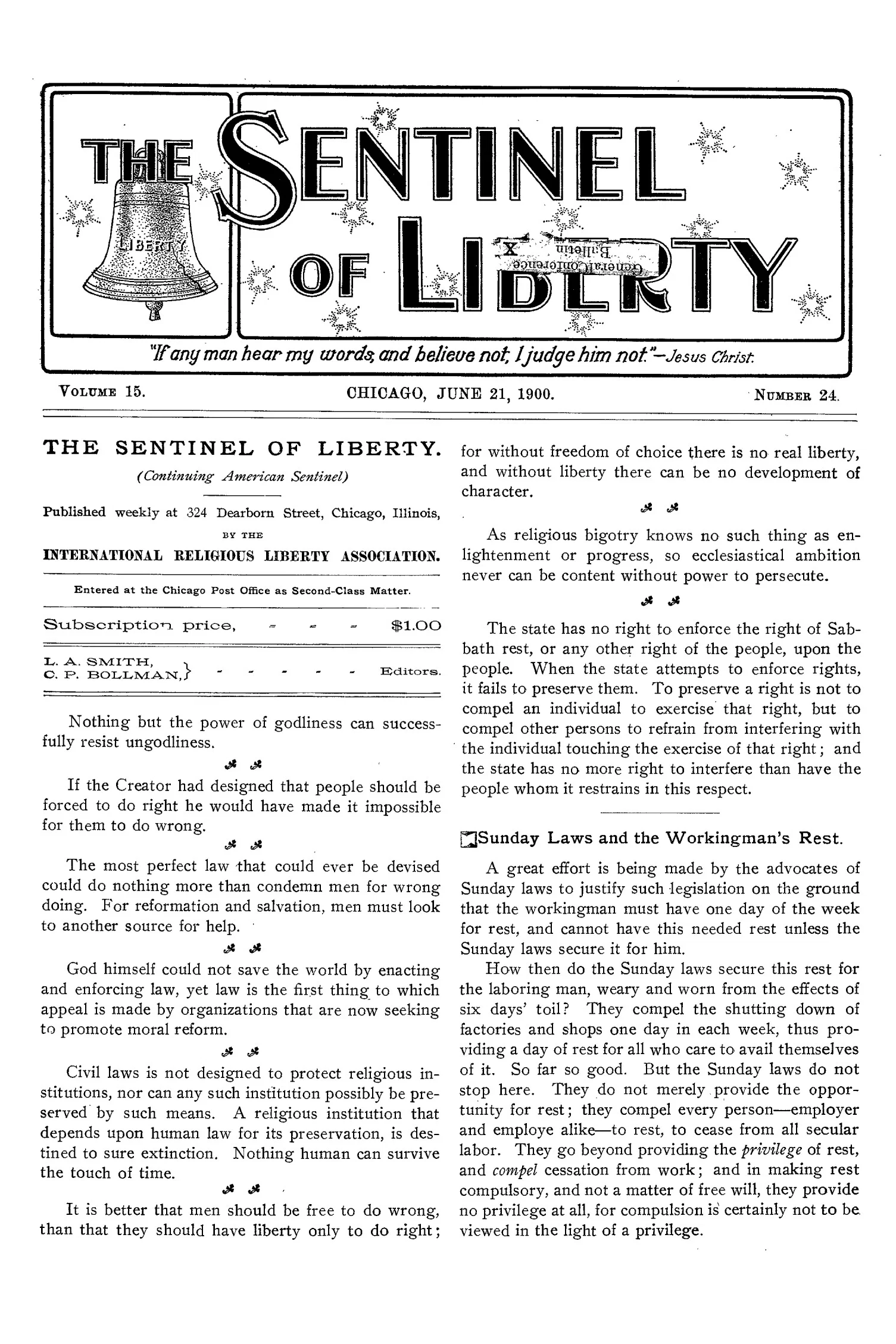 The Sentinel of Liberty, Vol. 15, No. 24.