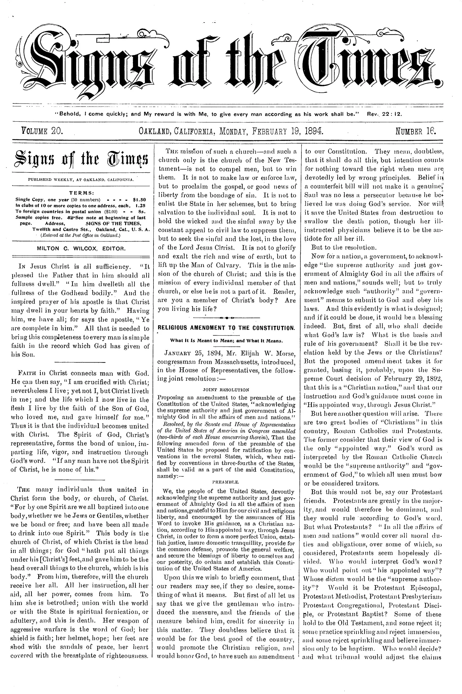 Vol. 20, No. 16.
