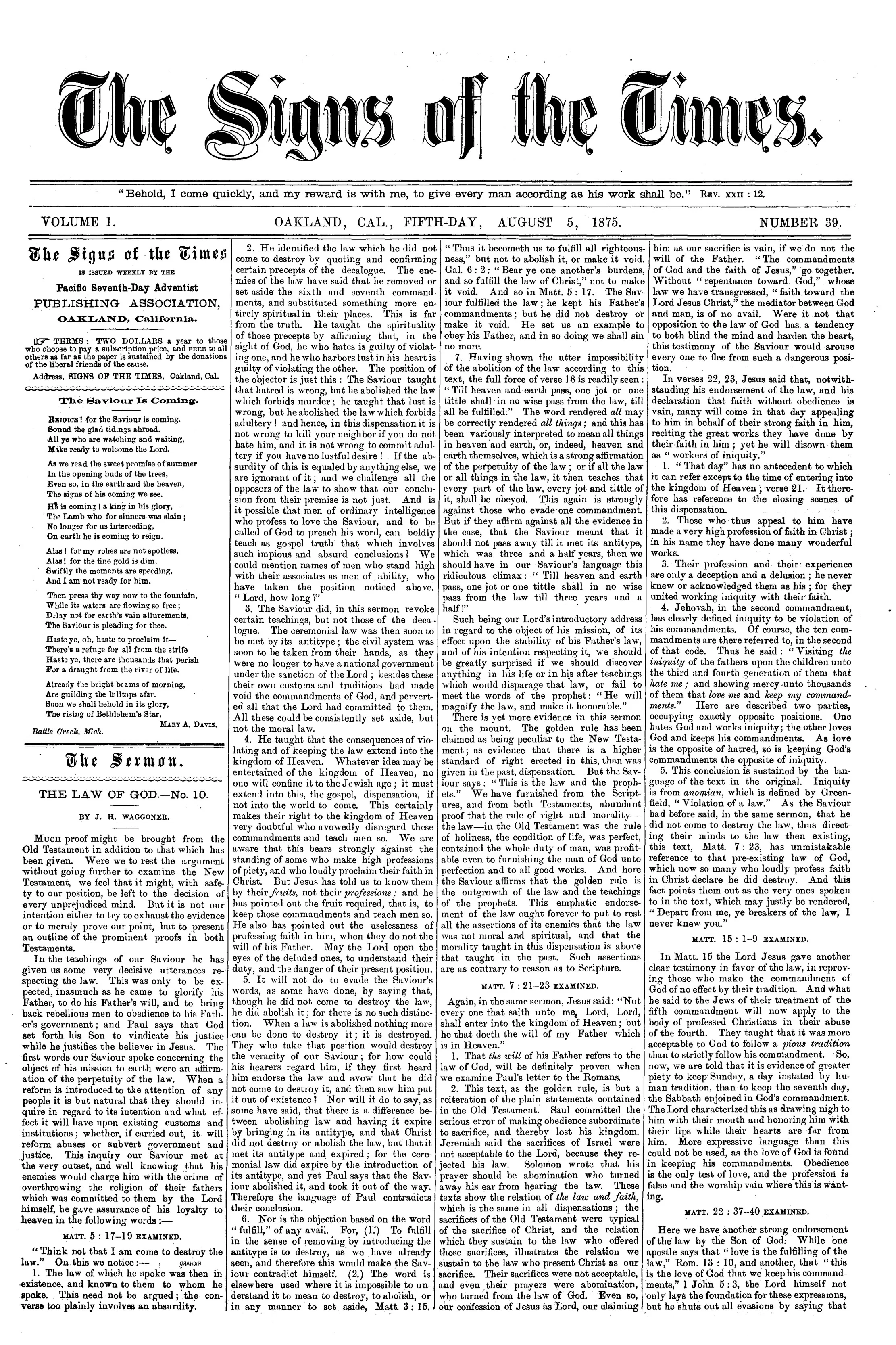 Vol. 1, No. 39.