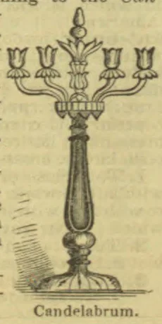 An ornate, multi-armed candelabrum with a tall central stem and a broad base.