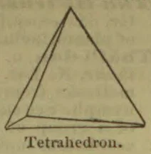 A line drawing of a tetrahedron, shown as a triangular pyramid with its edges outlined.