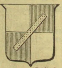 A shield divided into four sections, with a dotted diagonal band running from the lower left to the upper right.