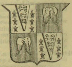 A quartered heraldic shield with two displayed eagles and two ermine-patterned chevrons.