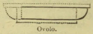 A sectional drawing of an ovolo molding with a rounded convex profile.