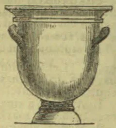 An ancient-looking handled urn or vessel rests on a short pedestal.