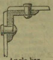 A technical drawing of a right-angle clamp or bracket with a screw mechanism.