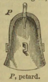 A bell-shaped petard with a handle and side fittings.