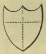An outline of a shield divided by dashed vertical and horizontal lines.
