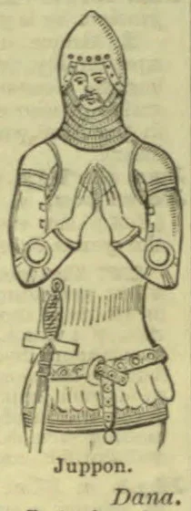 A person wearing armor with a helmet, breastplate, and sword, shown with hands clasped.