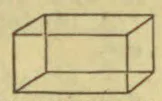 A wireframe drawing of a rectangular box in perspective.