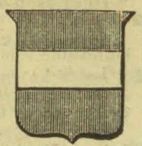 A shield-shaped figure has vertically hatched upper and lower sections separated by a blank horizontal band.