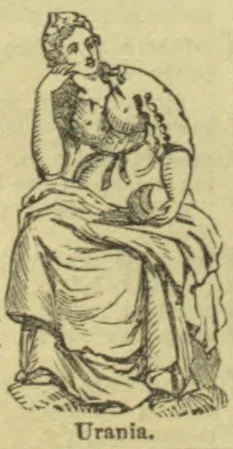 A seated woman cradles a small celestial globe and holds a compass, with another globe at her feet.