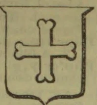 A shield bearing a cross with rounded, indented ends.