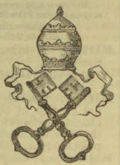 A papal tiara above two crossed keys.