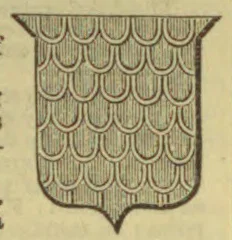 A shield-shaped field filled with rows of overlapping scalloped scales.
