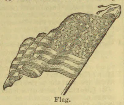 An American flag with stars and stripes is shown waving from a pole.