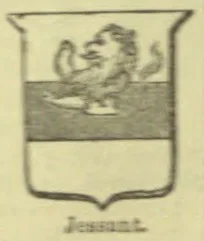 A heraldic shield with a creature rising above a wavy band.