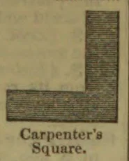 An L-shaped carpenter’s square with a broad horizontal arm and a taller vertical arm.