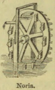A large water wheel with buckets around its rim is shown standing in a stream.