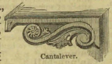 An ornate carved cantilever bracket supporting a projecting ledge.
