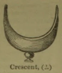 A crescent-shaped object with a small stand beneath it.