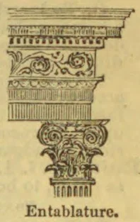 An architectural drawing showing an entablature above a column capital.