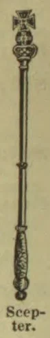 An ornate scepter with a decorated head and a long slender shaft.