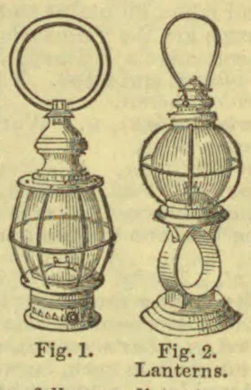 The picture depicts a lantern associated with carrying it by hand, arm, or breast.