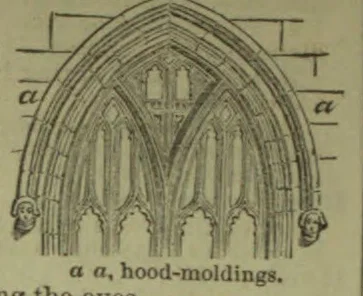 A pointed Gothic window with multiple nested hood-moldings and clustered arches.