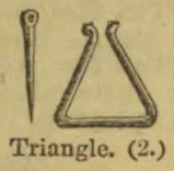 A musical triangle hangs beside its slender striker.