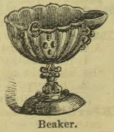 An ornate footed beaker with a fluted bowl is depicted.
