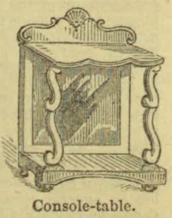An ornate console table with a decorative back, marble top, and curved legs.