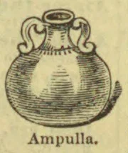 A round-bodied vessel with a narrow neck, two loop handles, and a flared rim.