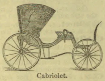 An illustration of a two-wheeled cabriolet carriage.