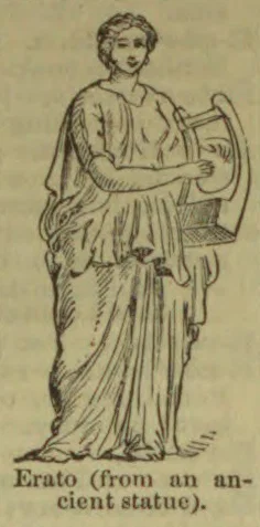 A draped woman holding a lyre, representing Erato.