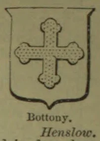 A cross bottony is shown inside a shield.