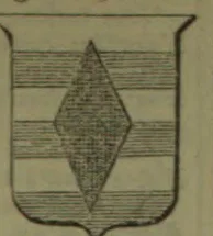 A heraldic shield with horizontal bands and a central diamond-shaped figure.