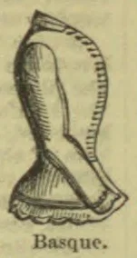 An illustrated women’s basque, a fitted garment with a flared lower edge.