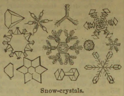 A collection of geometric diagrams depicting different snow-crystal forms.