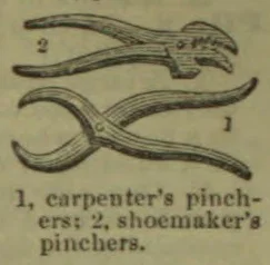 Two types of pincers are illustrated: carpenter's pincers and shoemaker's pincers.